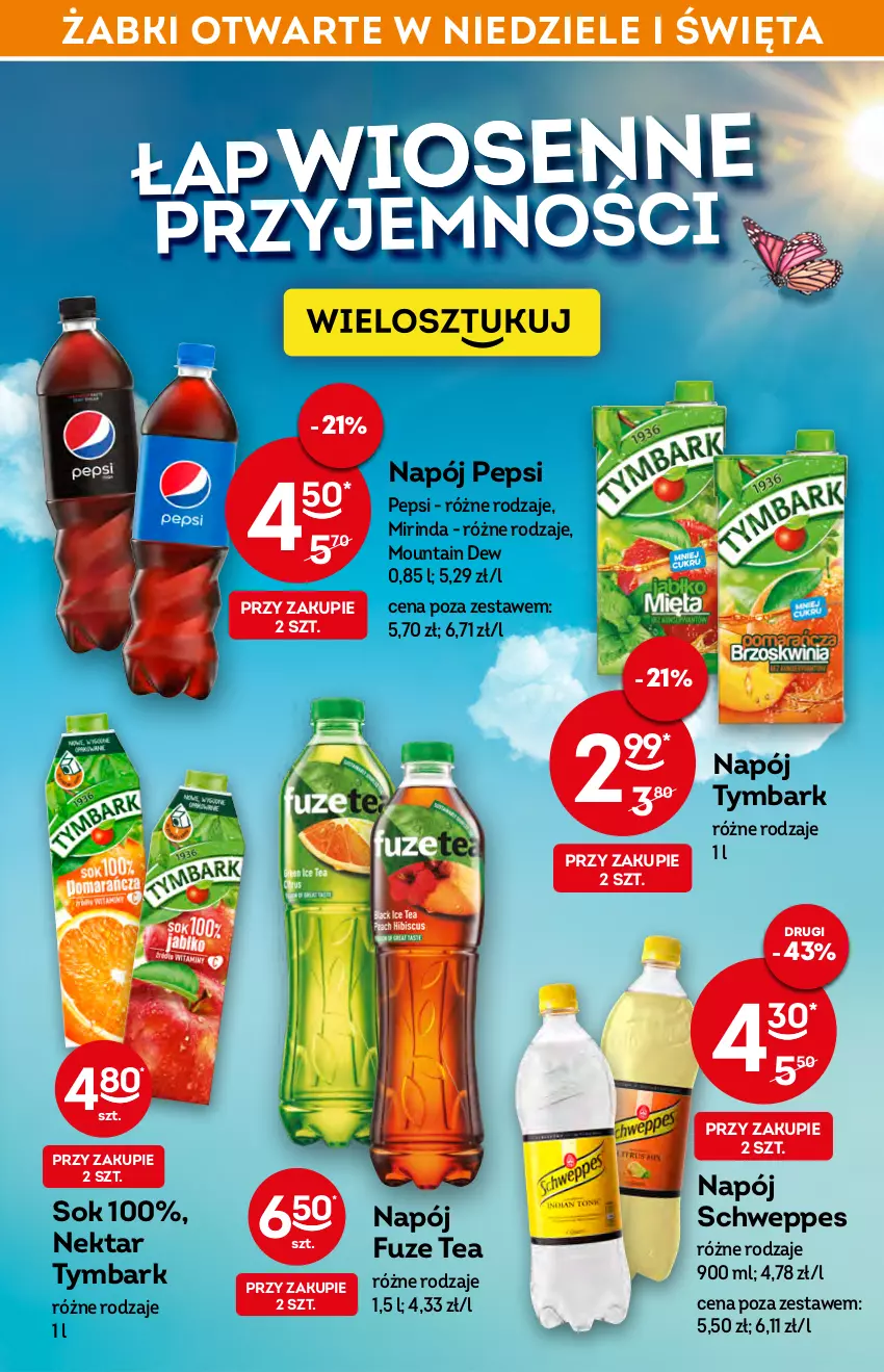 Gazetka promocyjna Żabka - ważna 20.04 do 26.04.2022 - strona 8 - produkty: Mirinda, Napój, Nektar, Pepsi, Schweppes, Sok, Tymbark