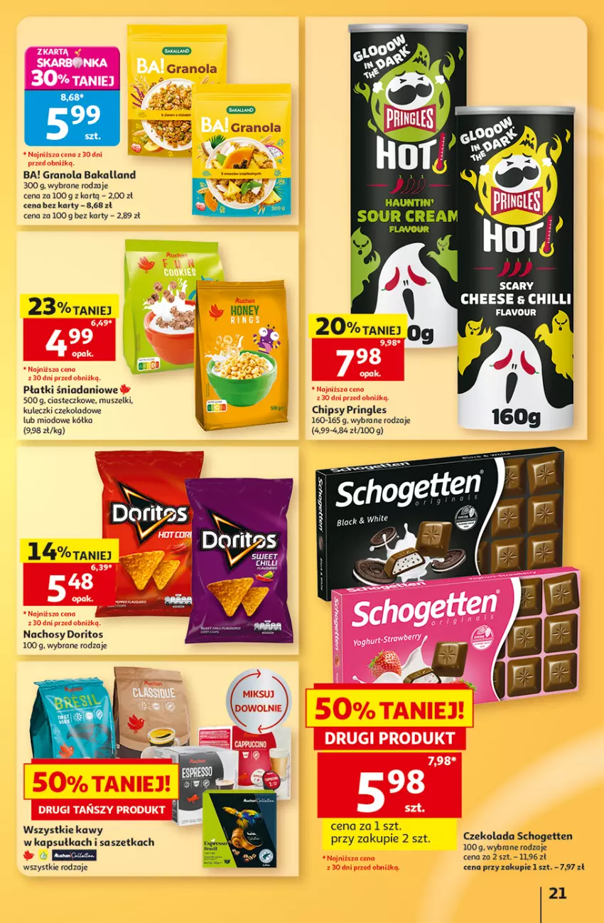 Gazetka promocyjna Auchan - 30 Lat Hipermarket - ważna 15.10 do 21.10.2026 - strona 21 - produkty: Ba!, Bakalland, Chipsy, Czekolada, Danio, Gra, Granola, Mus, Pringles, Schogetten