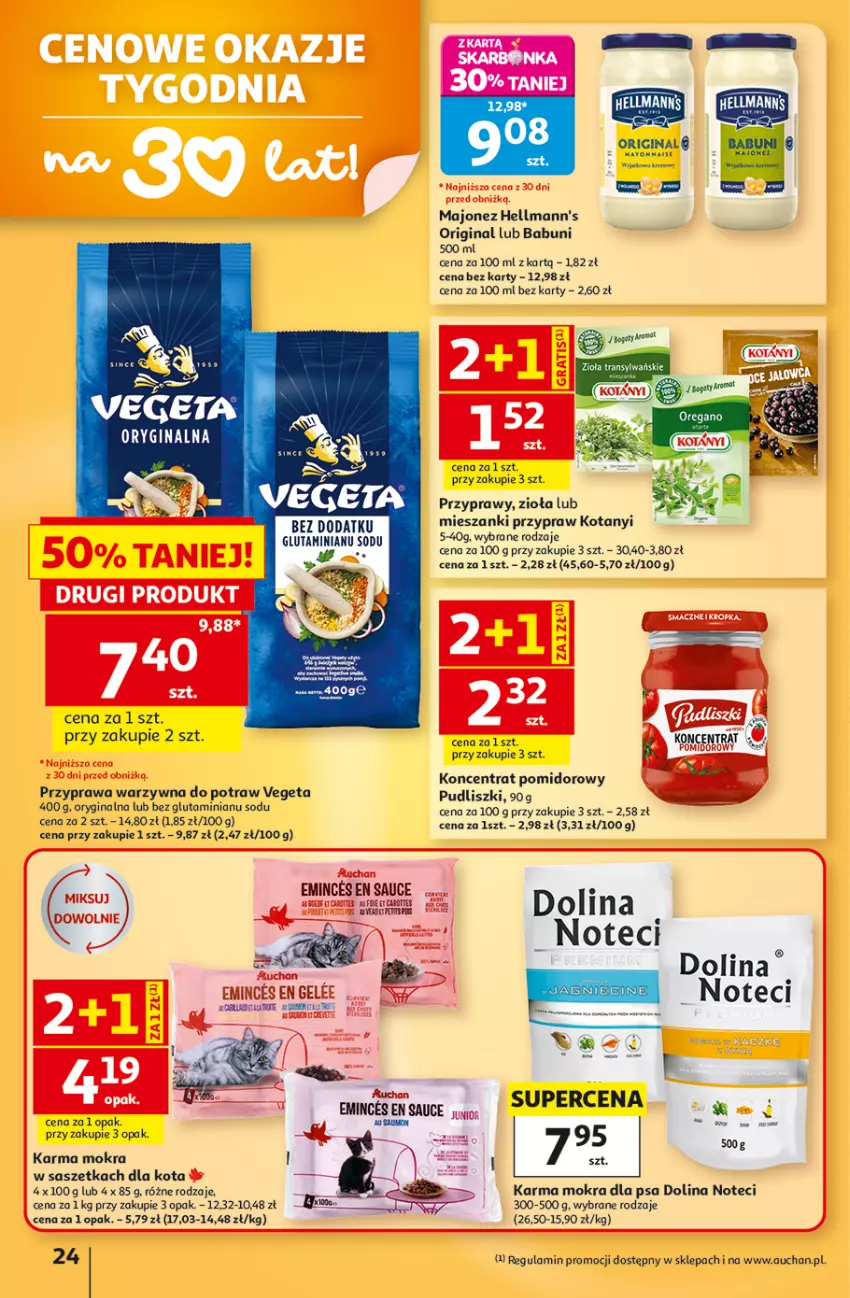 Gazetka promocyjna Auchan - 30 Lat Hipermarket - ważna 15.10 do 21.10.2026 - strona 24 - produkty: Babuni, Gin, Gra, Koncentrat pomidorowy, Majonez, Przyprawa warzywna do potraw, Przyprawy, Pudliszki, Vegeta