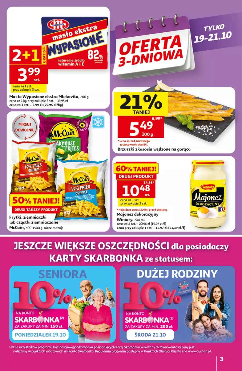 Gazetka promocyjna Auchan - 30 Lat Hipermarket - ważna 15.10 do 21.10.2026 - strona 3 - produkty: Brzuszki z łososia, Majonez, Masło, McCain, Mleko, Mlekovita, Sos, Winiary