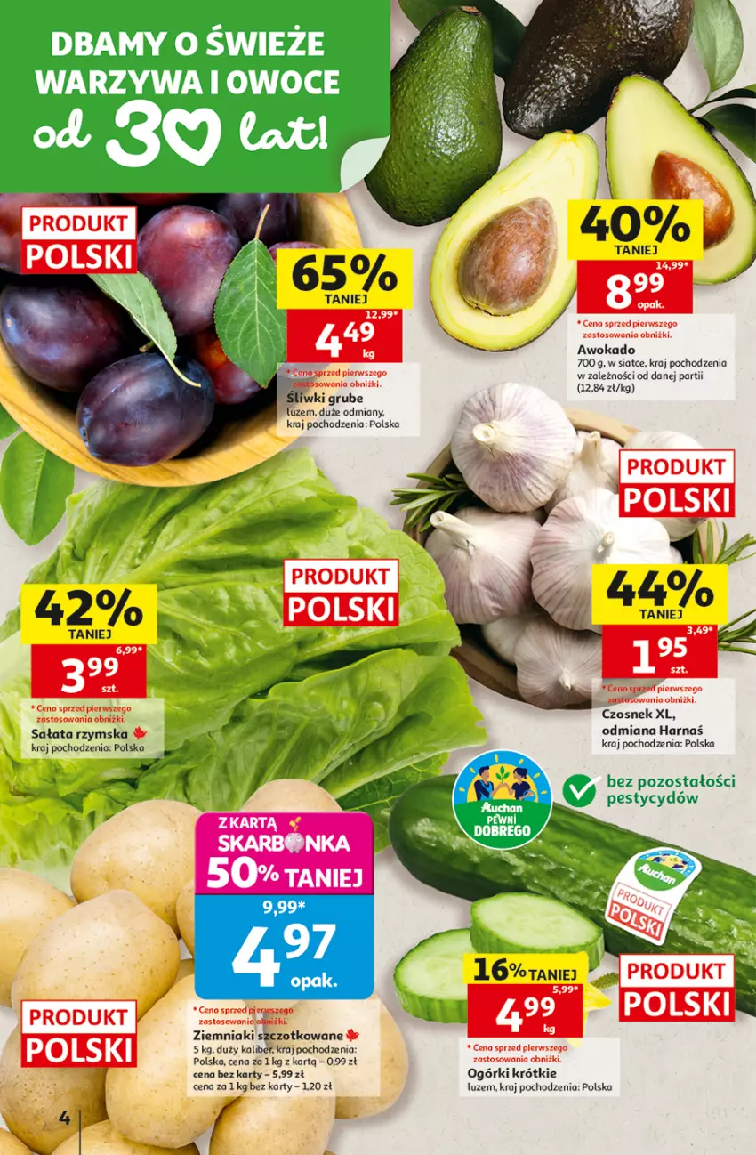 Gazetka promocyjna Auchan - 30 Lat Hipermarket - ważna 15.10 do 21.10.2026 - strona 4 - produkty: Czosnek, Harnaś, Sałat, Ziemniaki