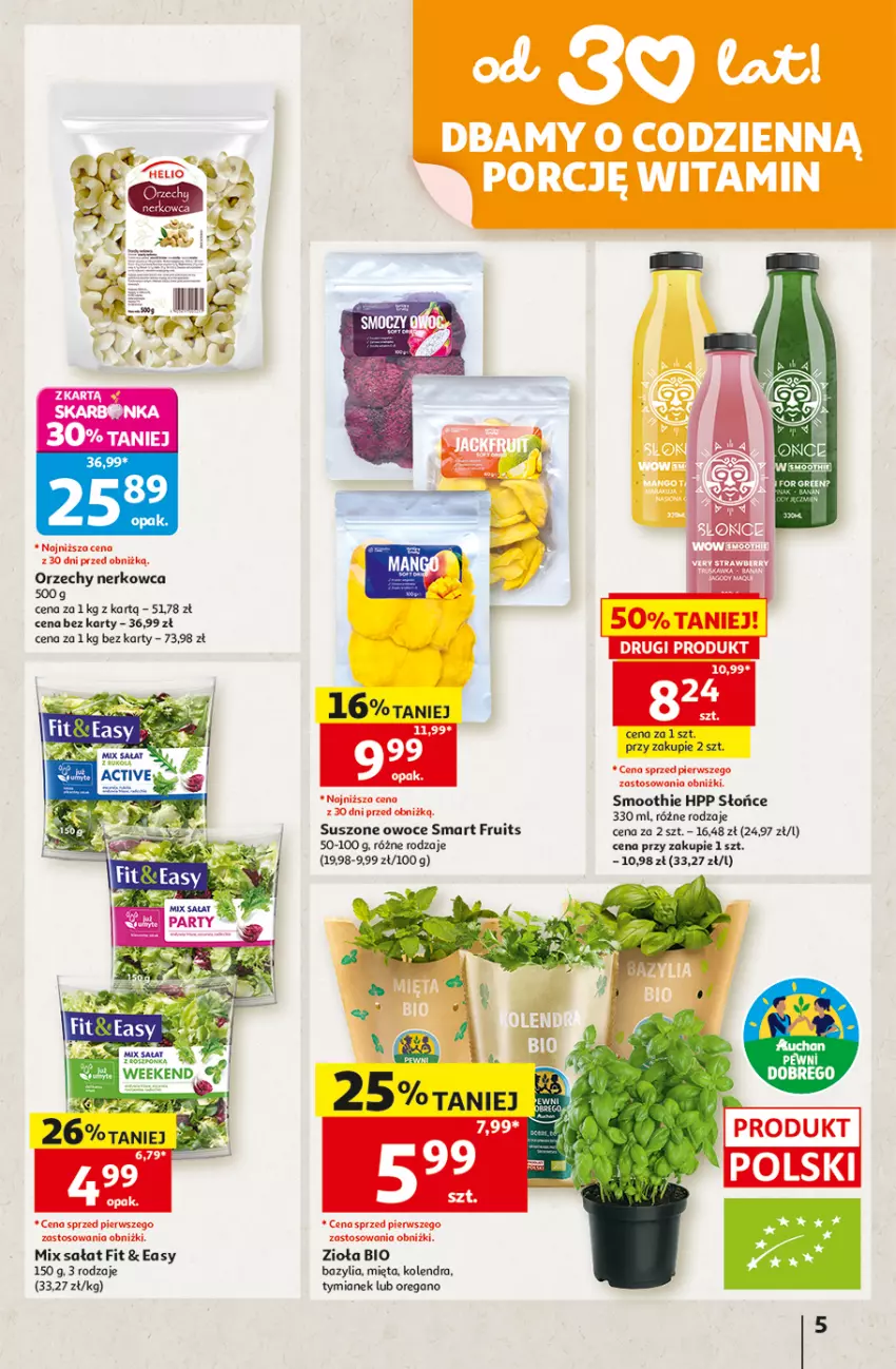 Gazetka promocyjna Auchan - 30 Lat Hipermarket - ważna 15.10 do 21.10.2026 - strona 5 - produkty: Bazyl, Bazylia, HP, Kolendra, LG, Mięta, Owoce, Sałat, Smoothie