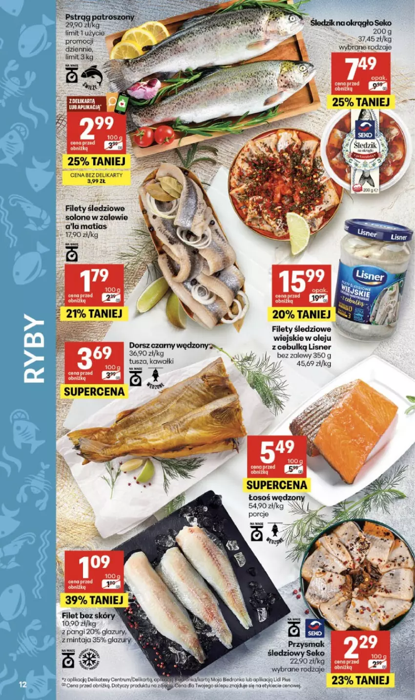 Gazetka promocyjna Delikatesy Centrum - Franczyza DC08 Czwartek - ważna 19.02 do 25.02.2026 - strona 12 - produkty: Dorsz, Fa, Kawa, Lazur, Lisner, Mintaj, Olej, Por, Pstrąg, SEKO, Tusz