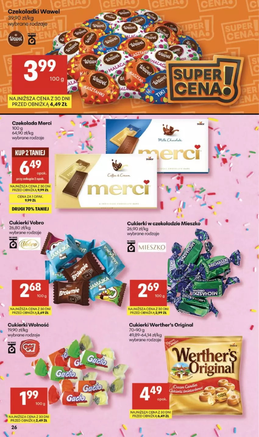 Gazetka promocyjna Delikatesy Centrum - Franczyza DC08 Czwartek - ważna 19.02 do 25.02.2026 - strona 26 - produkty: Cukier, Cukierki, Czekolada, Gin, Merci, Wawel