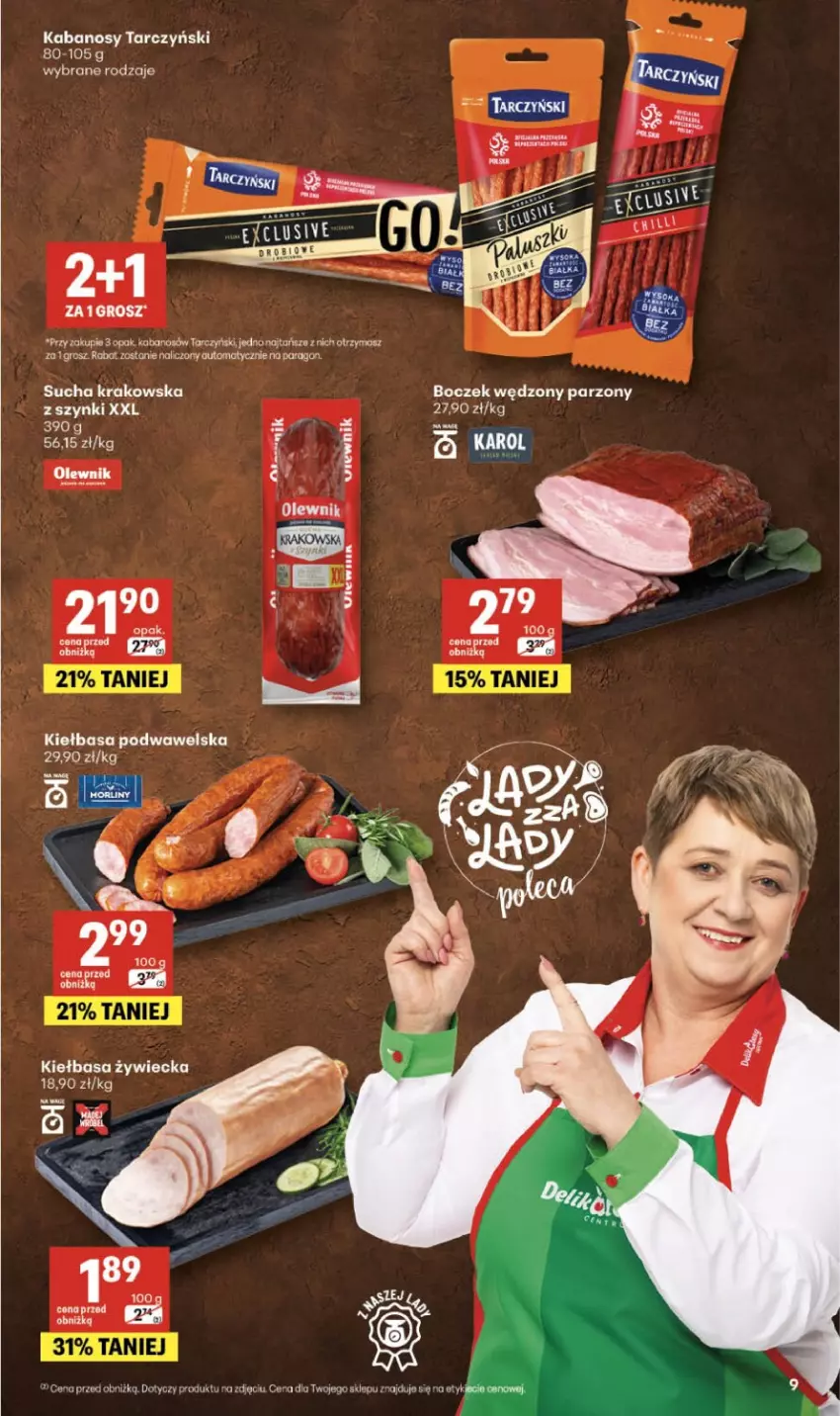 Gazetka promocyjna Delikatesy Centrum - Franczyza DC08 Czwartek - ważna 19.02 do 25.02.2026 - strona 9 - produkty: Boczek, Kabanos, Kiełbasa, Kiełbasa podwawelska, Olewnik, Robot, Tarczyński, Wawel