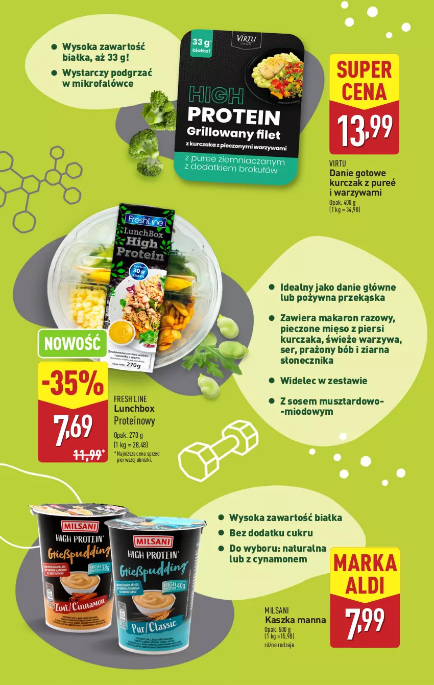 Gazetka promocyjna Aldi - Pełna oferta - ważna 07.01 do 11.01.2025 - strona 19 - produkty: Danie gotowe, Fa, Kurczak, Makaron, Mięso, Mus, Piec, Pur, Ser, Sok, Sos, Virtu, Warzywa, Widelec