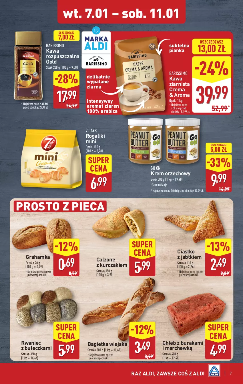 Gazetka promocyjna Aldi - Pełna oferta - ważna 07.01 do 11.01.2025 - strona 9 - produkty: 7 Days, Bagietka, BIC, Chleb, Gra, Kawa, Kawa rozpuszczalna, Kawa ziarnista, Krem orzechowy, Kurczak, Piec, Rogal