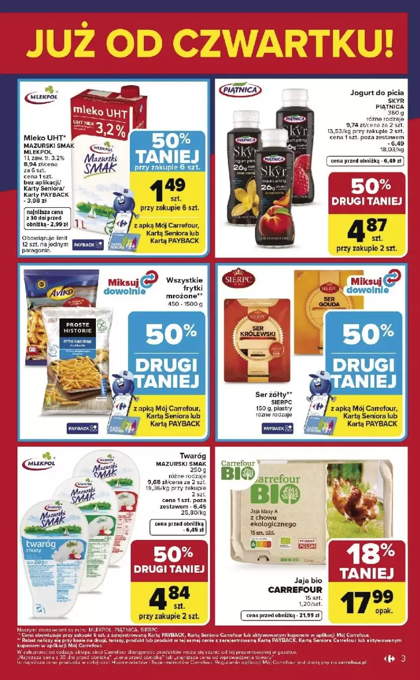 Gazetka promocyjna Carrefour - Gazetka Weekend okazji już od czwartku! - ważna 12.02 do 14.02.2026 - strona 3 - produkty: Fa, Jaja, Jogurt, Mleko, Piątnica, Ser, Twaróg