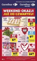 Gazetka promocyjna Carrefour - Gazetka Weekend okazji już od czwartku! - Gazetka - ważna od 14.02 do 14.02.2026 - strona 1 - produkty: Ser, Por, Truskawki, Raffaello, Mleczko, Ptasie mleczko, Bukiet, Fa