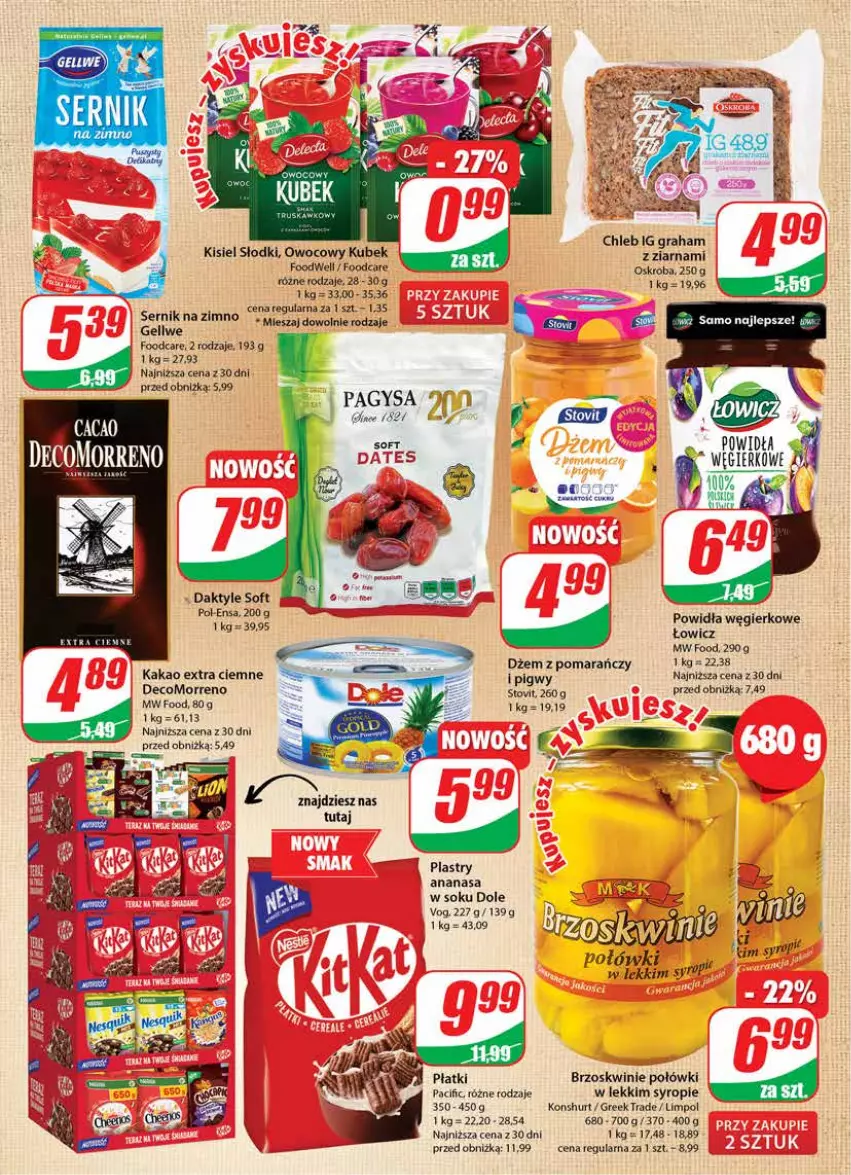 Gazetka promocyjna Dino - Gazetka 38 - ważna 20.09 do 26.09.2023 - strona 6 - produkty: Ananas, Brzoskwinie, Chleb, Cif, Daktyle, Dżem, Gra, Kakao, Kisiel, Kubek, Ser, Sok, Syrop, Top