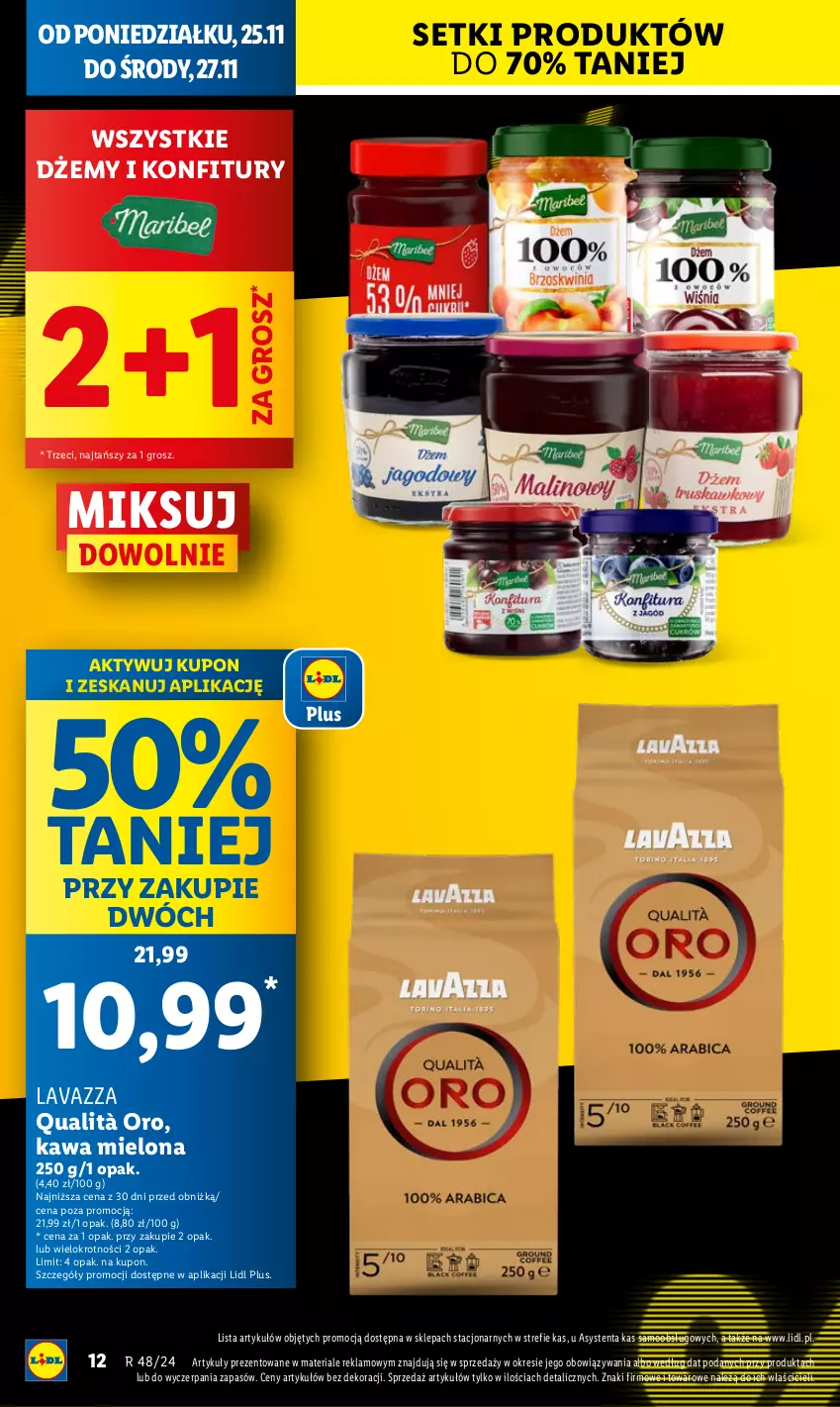 Gazetka promocyjna Lidl - GAZETKA - ważna 25.11 do 27.11.2024 - strona 12 - produkty: Dżem, Kawa, Kawa mielona, Lavazza