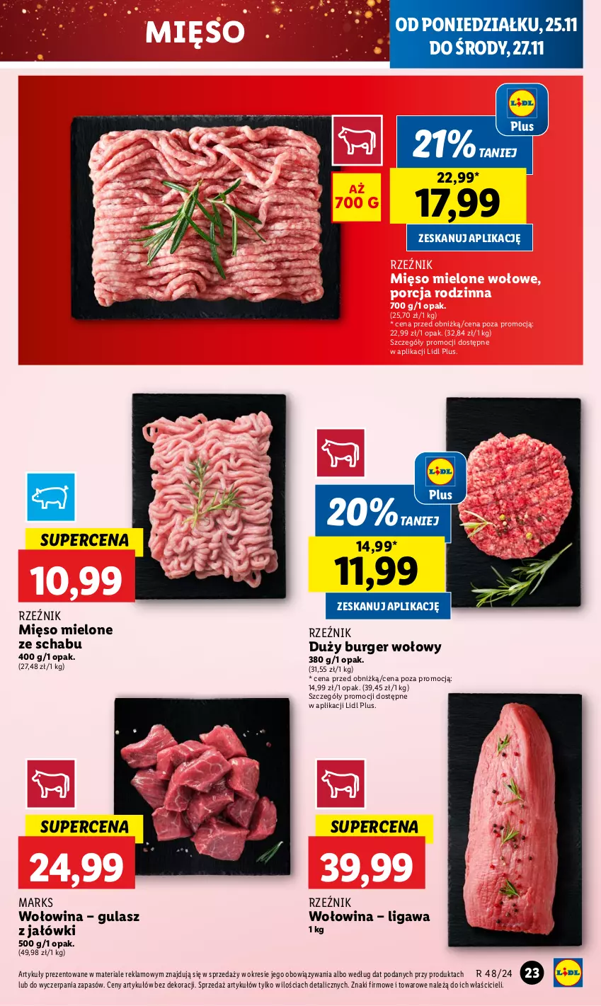 Gazetka promocyjna Lidl - GAZETKA - ważna 25.11 do 27.11.2024 - strona 25 - produkty: Burger, Mięso, Mięso mielone, Por, Wołowina