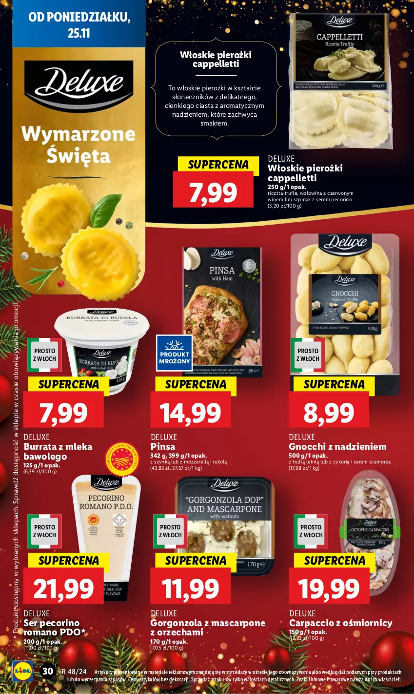 Gazetka promocyjna Lidl - GAZETKA - ważna 25.11 do 27.11.2024 - strona 32 - produkty: Burrata, Carpaccio, Gnocchi, Gorgonzola, LEGO, Mascarpone, Pecorino, Pellet, Ricotta, Scamorza, Ser, Szpinak, Wołowina