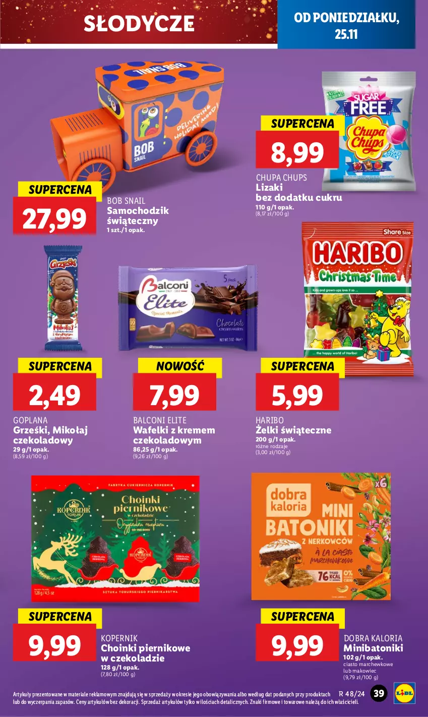 Gazetka promocyjna Lidl - GAZETKA - ważna 25.11 do 27.11.2024 - strona 41 - produkty: Alcon, Baton, Chodzik, Chupa Chups, Goplana, Grześki, Haribo, LANA, Lizaki, Makowiec, Piernik, Tonik