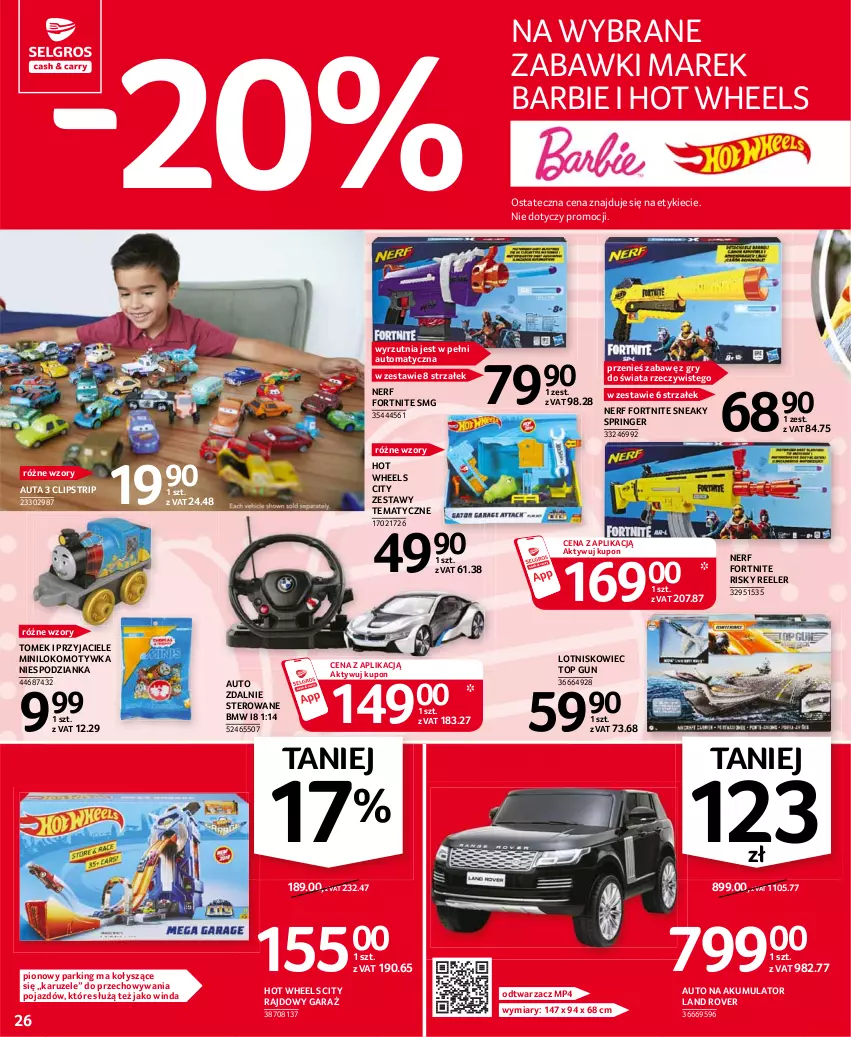 Gazetka promocyjna Selgros - Oferta przemysłowa - ważna 25.03 do 05.04.2021 - strona 26 - produkty: Akumulator, Barbie, Garaż, Gry, Hot Wheels, Land Rover, Nerf, Pojazd, Rajdowy garaż, Top, Wyrzutnia