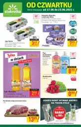 Gazetka promocyjna Stokrotka - Supermarket - Gazetka - ważna od 23.06 do 23.06.2021 - strona 1 - produkty: Sok, Gin, Coccolino, Jaja, Karkówka wieprzowa, Mleczko, Płyn do płukania, Czekolada, Wosana, Rzodkiewka, Milka