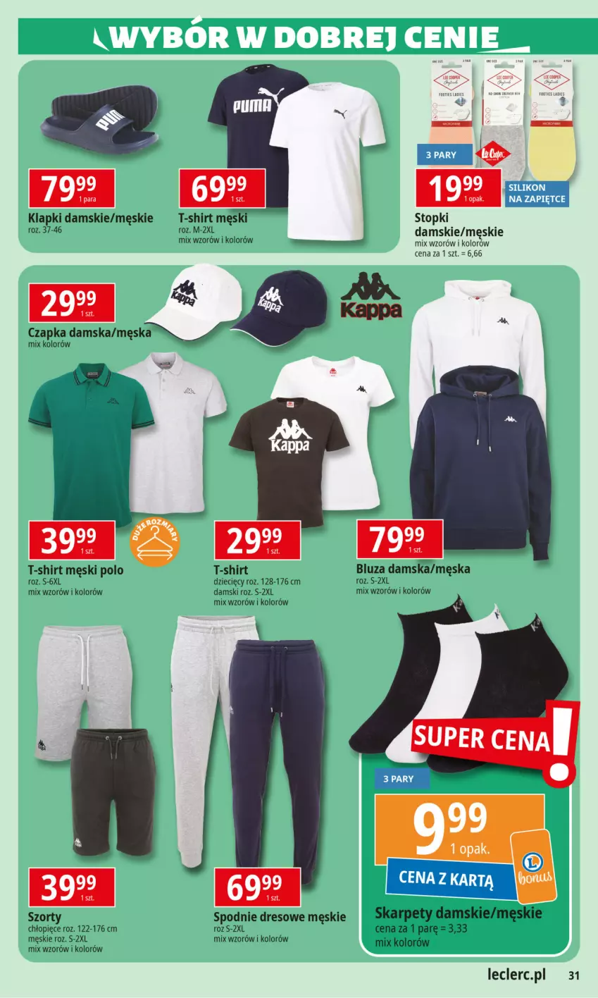 Gazetka promocyjna E Leclerc - ważna 28.05 do 05.06.2024 - strona 31 - produkty: Bluza, Czapka, Dres, Dzieci, Karp, Klapki, Spodnie, Spodnie dresowe, Szorty, T-shirt, Top