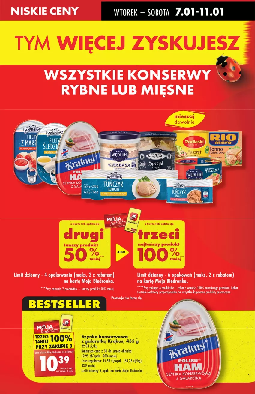 Gazetka promocyjna Biedronka - Od Wtorku - ważna 07.01 do 11.01.2025 - strona 15 - produkty: Gala, Krakus, Por, Ser, Szynka, Szynka konserwowa