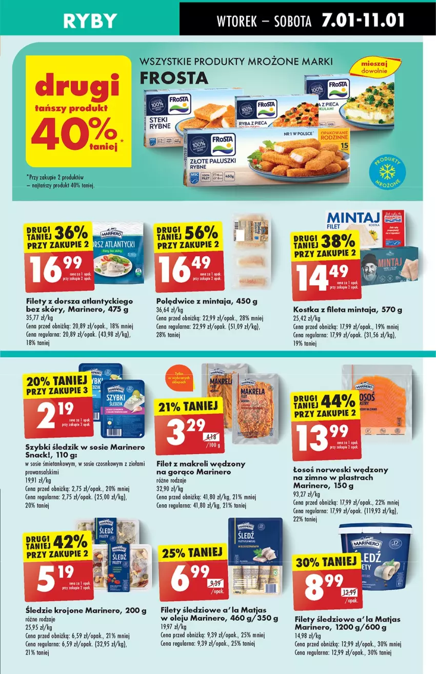 Gazetka promocyjna Biedronka - Od Wtorku - ważna 07.01 do 11.01.2025 - strona 31 - produkty: Dorsz, Filet z makreli, Frosta, Matjas, Mintaj, Olej, Piec, Por, Produkty mrożone, Ryba, Sos