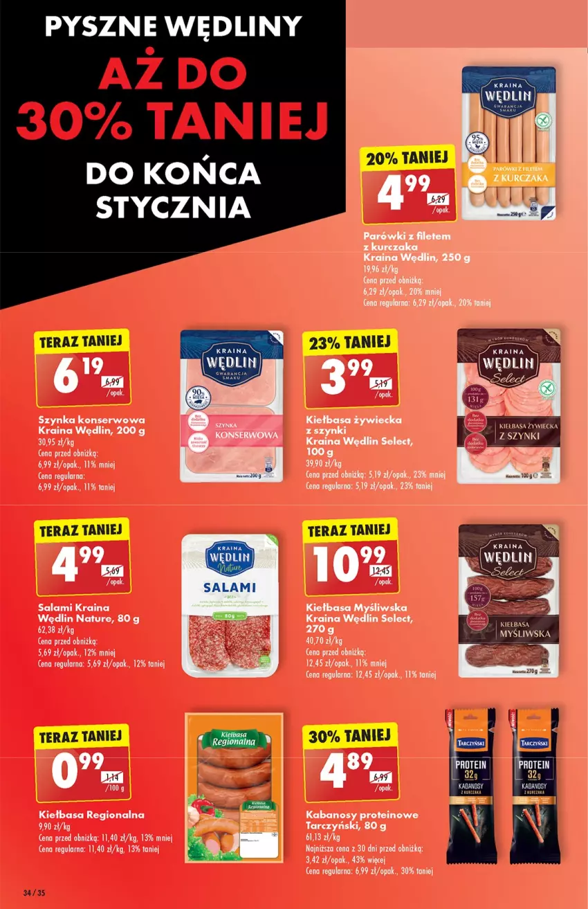 Gazetka promocyjna Biedronka - Od Wtorku - ważna 07.01 do 11.01.2025 - strona 34 - produkty: Kabanos, Kiełbasa, Parówki, Salami, Ser, Szynka, Szynka konserwowa, Tarczyński, Tera