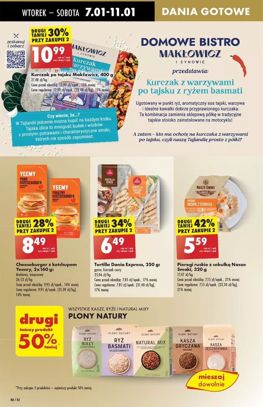 Gazetka promocyjna Biedronka - Od Wtorku - ważna 07.01 do 11.01.2025 - strona 40 - produkty: Burger, Dania gotowe, Gyros, Kawa, Ketchup, Kurczak, Pierogi, Ryż, Sos, Sos tajski, Tortilla, Warzywa