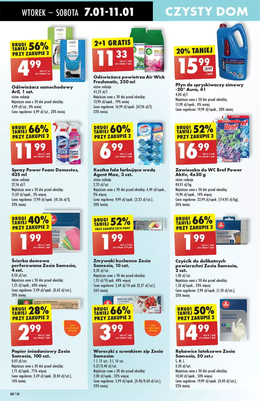 Gazetka promocyjna Biedronka - Od Wtorku - ważna 07.01 do 11.01.2025 - strona 60 - produkty: Air Wick, Bref, Danio, Domestos, Fa, Gra, Odświeżacz powietrza, Orka, Papier, Płyn do spryskiwaczy, Rękawice, Rękawice lateksowe, Zawieszka do wc, Zmywaki kuchenne