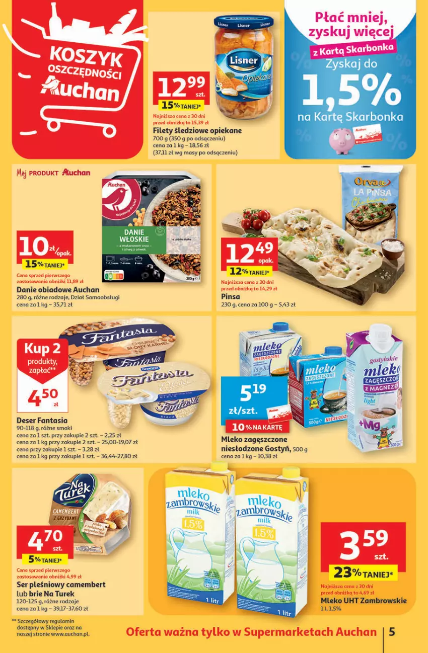 Gazetka promocyjna Auchan - Gazetka Oferta tygodnia Supermarket Auchan - ważna 07.09 do 13.09.2023 - strona 5 - produkty: Brie, Camembert, Deser, Fa, Fanta, Mleko, Mleko zagęszczone, Ser, Ser pleśniowy