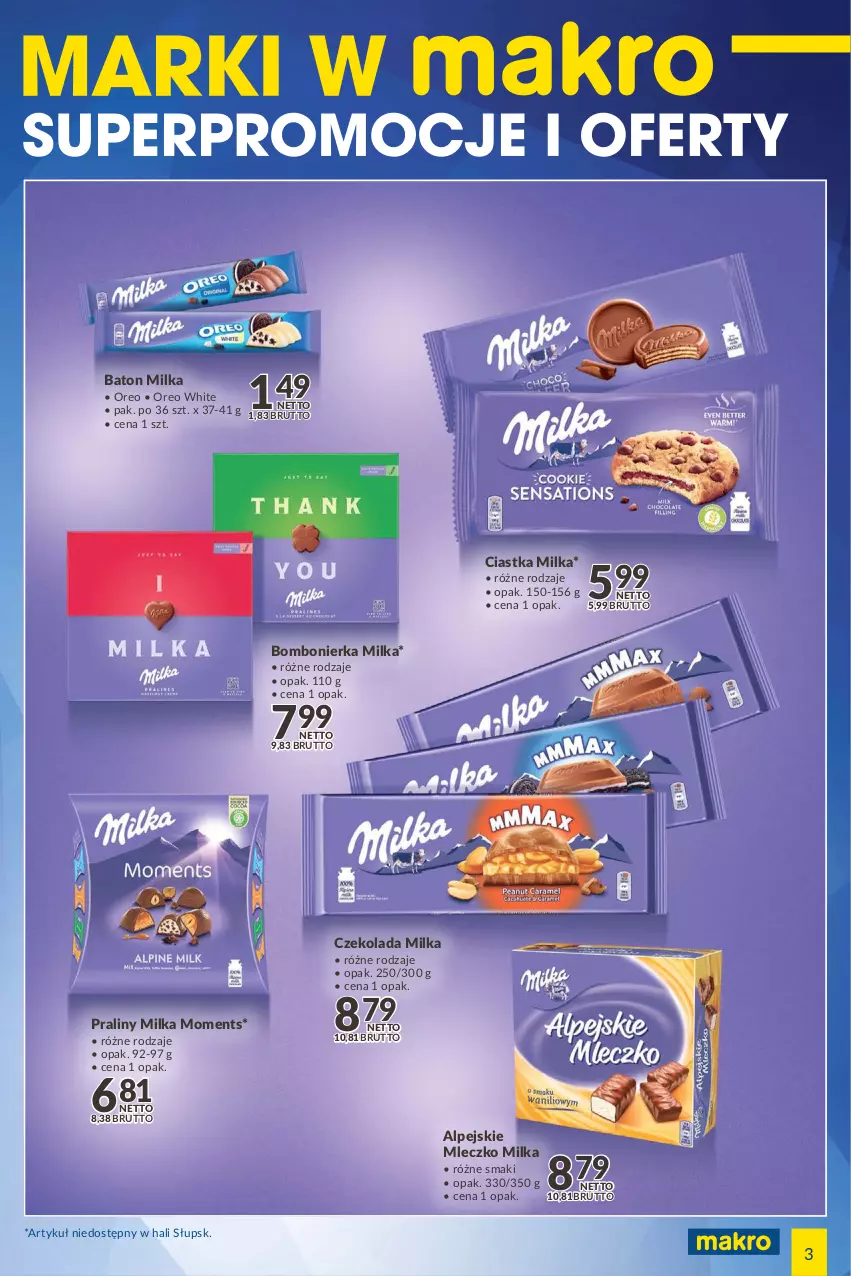 Gazetka promocyjna Makro - [Oferta specjalna] Marki w MAKRO - ważna 08.02 do 21.02.2022 - strona 3 - produkty: Baton, Ciastka, Czekolada, Milka, Mleczko, Moments, Oreo, Praliny