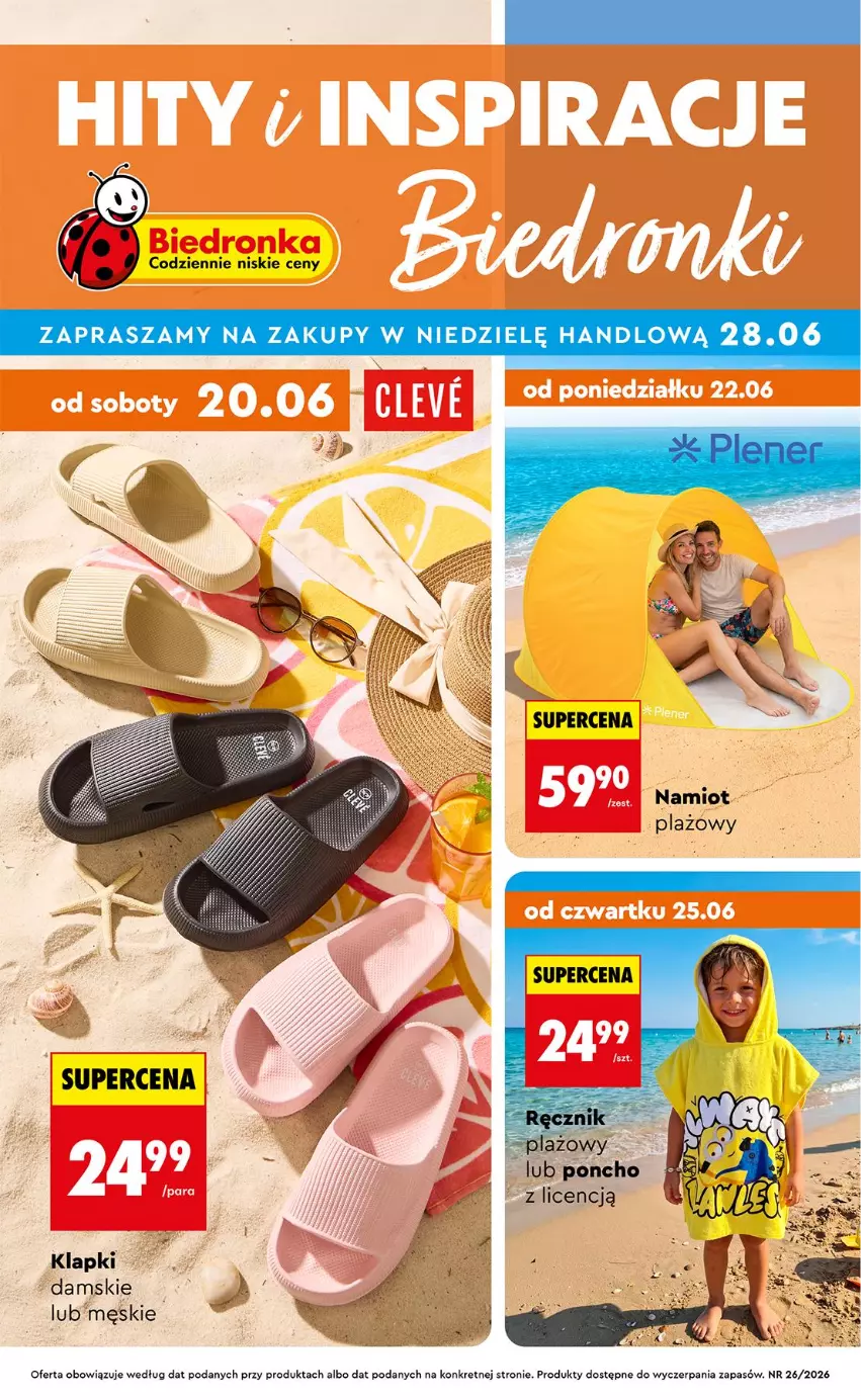 Gazetka promocyjna Biedronka - Okazje Tygodnia - ważna 20.06 do 04.07.2026 - strona 1 - produkty: Klapki, Kret, Namiot