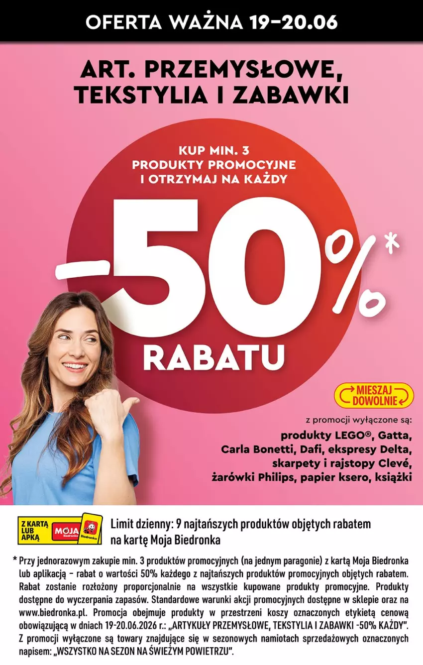 Gazetka promocyjna Biedronka - Okazje Tygodnia - ważna 20.06 do 04.07.2026 - strona 2 - produkty: Gatta, Karp, Kosz, LEGO, Namiot, Papier, Philips, Por, Rajstopy, Ser, Top