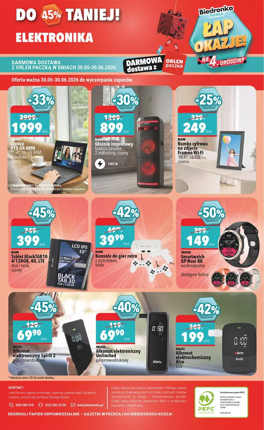 Gazetka promocyjna Biedronka - Okazje Tygodnia - ważna 20.06 do 04.07.2026 - strona 46 - produkty: Alkomat, Fa, Głośnik, Konsola, Lack, Mikrofon, Pistolet, Por, Przewodnik, Ramka, Smartwatch, Tablet, Xblitz