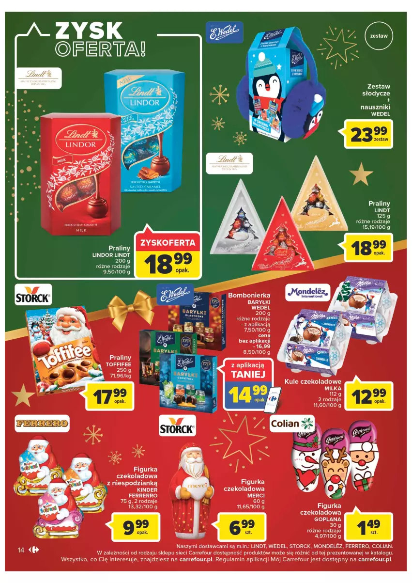 Gazetka promocyjna Carrefour - Gazetka Market - ważna 12.12 do 18.12.2022 - strona 14 - produkty: Baryłki, Ferrero, Goplana, Kinder, LANA, Lindor, Lindt, Merci, Praliny, Toffifee