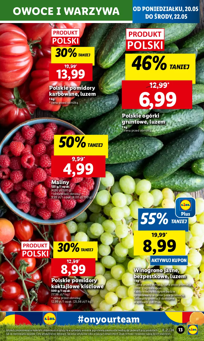 Gazetka promocyjna Lidl - GAZETKA - ważna 20.05 do 22.05.2024 - strona 15 - produkty: Gra, Grunt, Maliny, Olej, Owoce, Pomidory, Warzywa, Wino