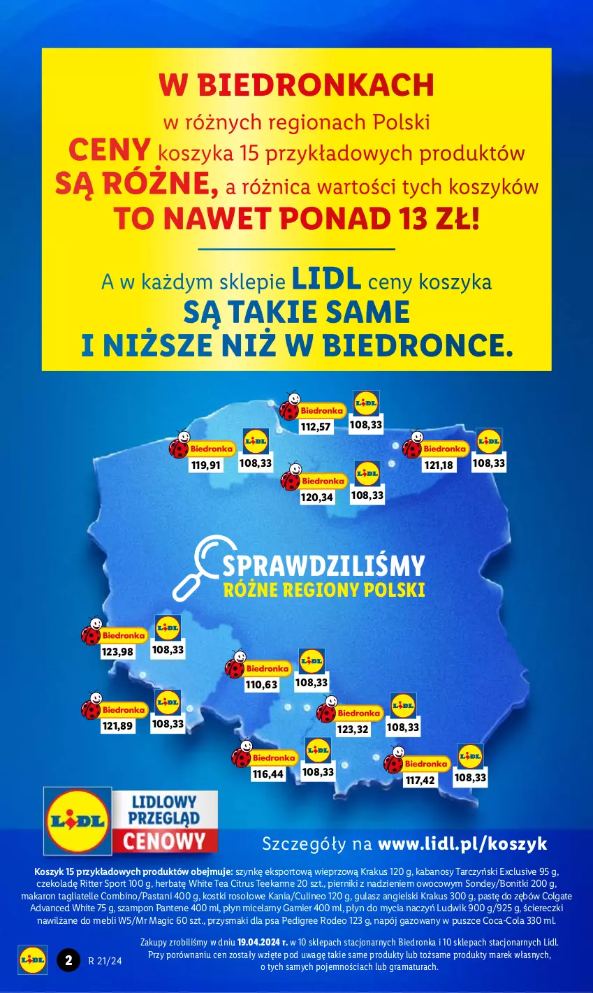 Gazetka promocyjna Lidl - GAZETKA - ważna 20.05 do 22.05.2024 - strona 2 - produkty: Bonitki, Coca-Cola, Colgate, Do mycia naczyń, Garnier, Gra, Kabanos, Kostki rosołowe, Kosz, Krakus, LG, Ludwik, Makaron, Napój, Napój gazowany, Pantene, Pedigree, Piernik, Płyn do mycia, Płyn do mycia naczyń, Płyn micelarny, Por, Przysmaki, Rama, Ritter Sport, Sport, Szampon, Tagliatelle, Tarczyński, Teekanne