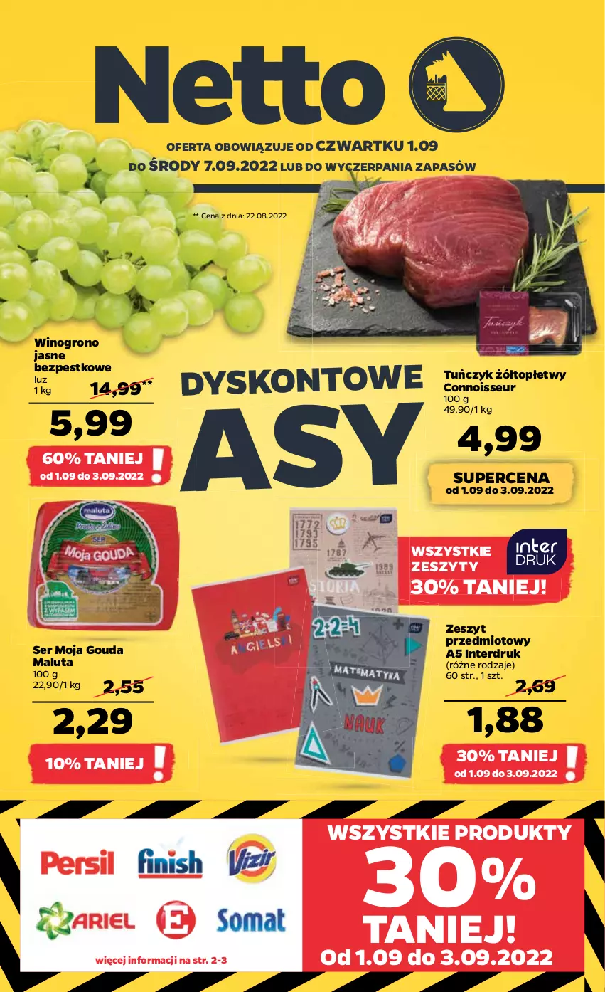 Gazetka promocyjna Netto - Artykuły spożywcze - ważna 01.09 do 07.09.2022 - strona 1 - produkty: Gouda, Ser, Top, Tuńczyk, Wino