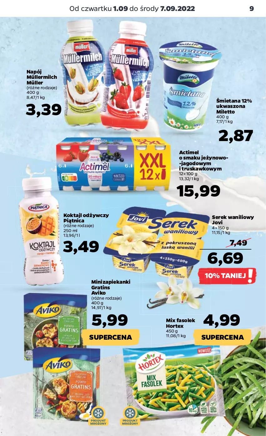 Gazetka promocyjna Netto - Artykuły spożywcze - ważna 01.09 do 07.09.2022 - strona 9 - produkty: Actimel, Fa, Gra, Hortex, Müller, Müllermilch, Napój, Piątnica, Ser, Serek