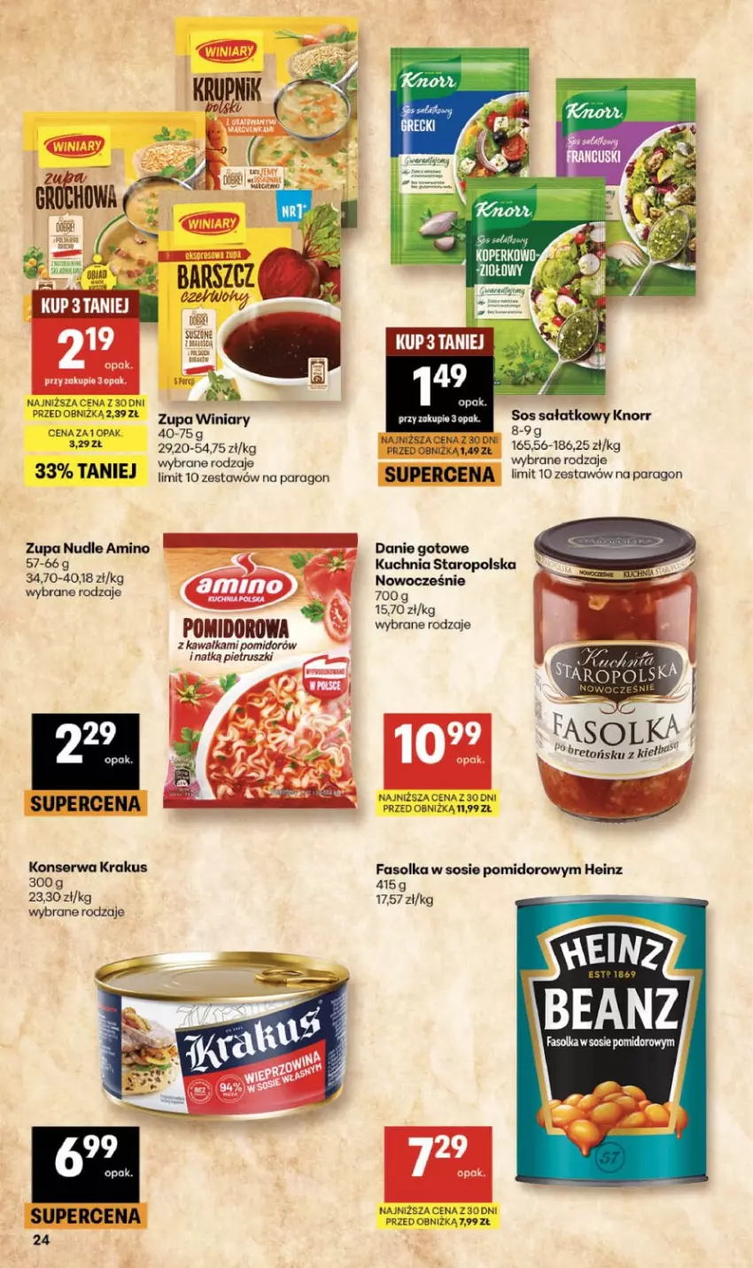 Gazetka promocyjna Delikatesy Centrum - Franczyza DC16 Czwartek - ważna 16.04 do 22.04.2026 - strona 24 - produkty: Danie gotowe, Fa, Heinz, Kawa, Knorr, Krakus, Kuchnia, Kuchnia Staropolska, Sałat, Ser, Sos, Waga, Winiary, Zupa