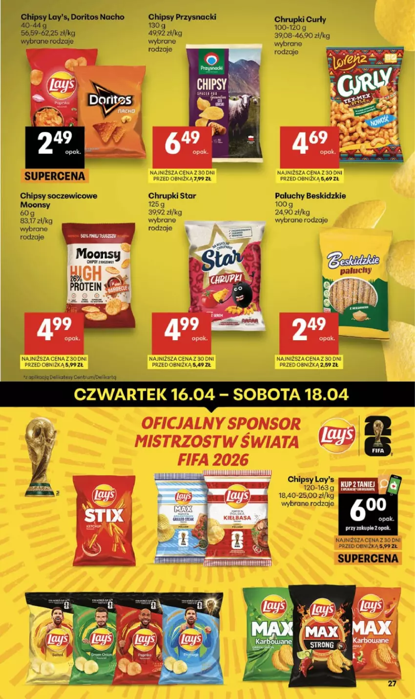 Gazetka promocyjna Delikatesy Centrum - Franczyza DC16 Czwartek - ważna 16.04 do 22.04.2026 - strona 27 - produkty: Beskidzki, Chipsy, Chrupki, Por, Przysnacki