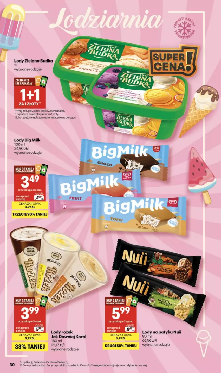 Gazetka promocyjna Delikatesy Centrum - Franczyza DC16 Czwartek - ważna 16.04 do 22.04.2026 - strona 30 - produkty: Big Milk, Lody, Robot, Rum, Top, Zielona Budka