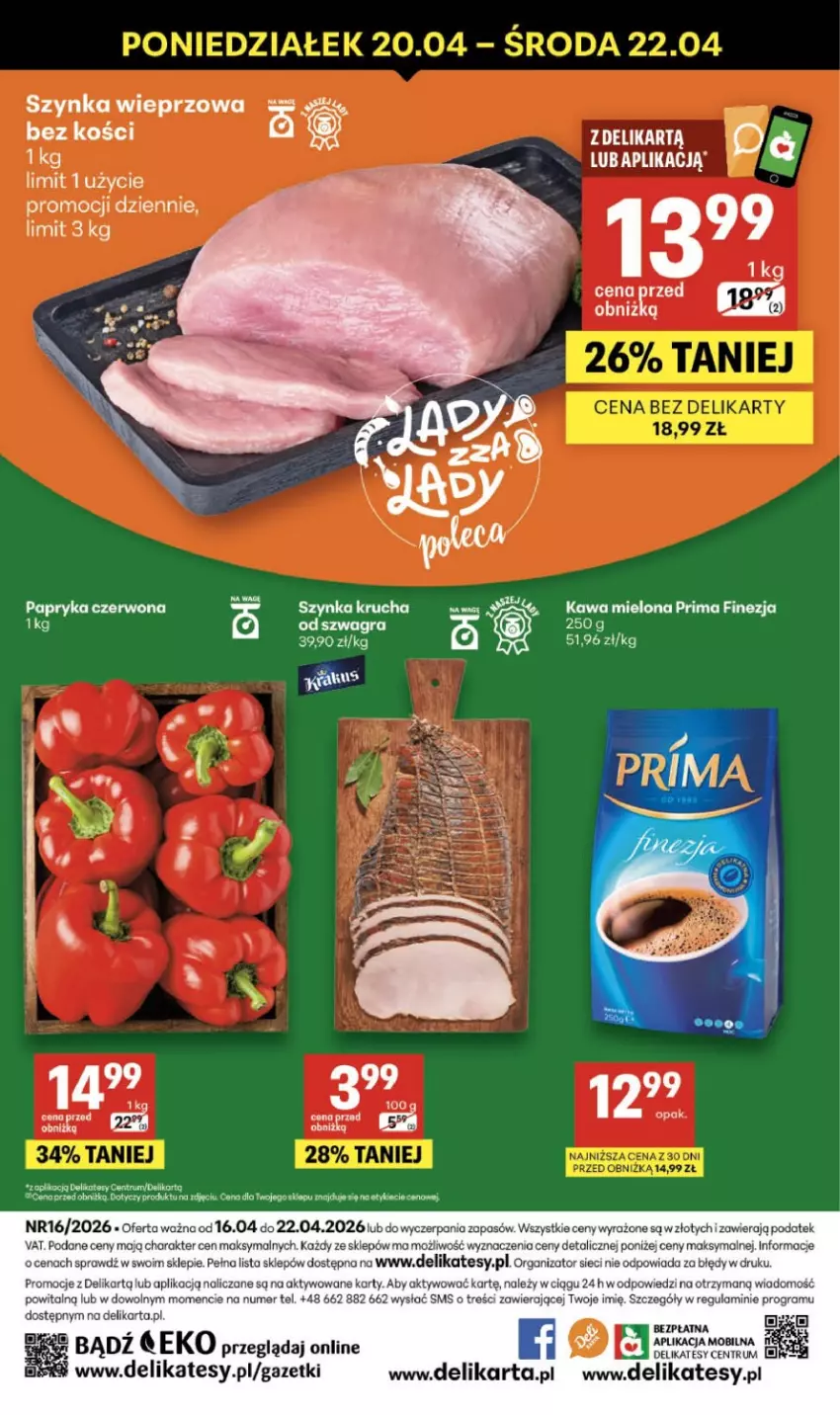 Gazetka promocyjna Delikatesy Centrum - Franczyza DC16 Czwartek - ważna 16.04 do 22.04.2026 - strona 40 - produkty: Gra, Kawa, Kawa mielona, Papryka, Papryka czerwona, Prima, Rum, Szynka, Szynka wieprzowa