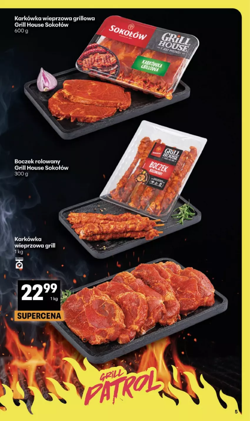 Gazetka promocyjna Delikatesy Centrum - Franczyza DC16 Czwartek - ważna 16.04 do 22.04.2026 - strona 5 - produkty: Boczek, Grill, Karkówka wieprzowa, Sok, Sokołów