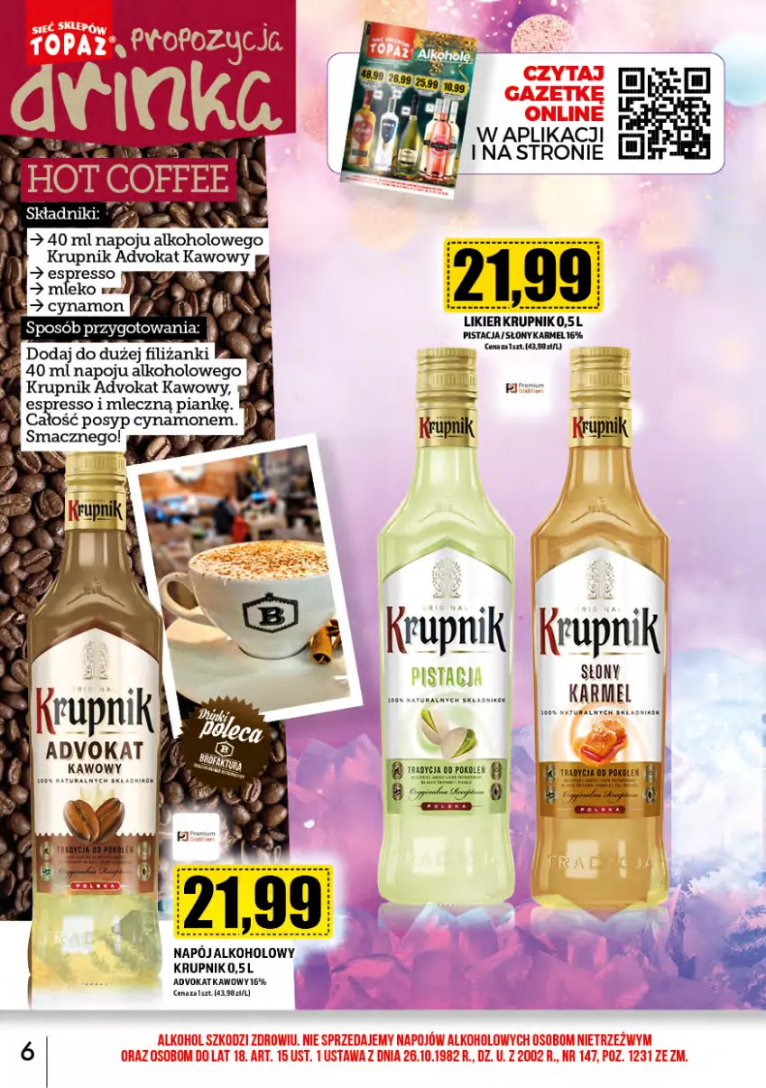 Gazetka promocyjna Topaz - Gazetka - ważna 01.01 do 31.01.2024 - strona 6 - produkty: Krupnik, Mleko, Napój