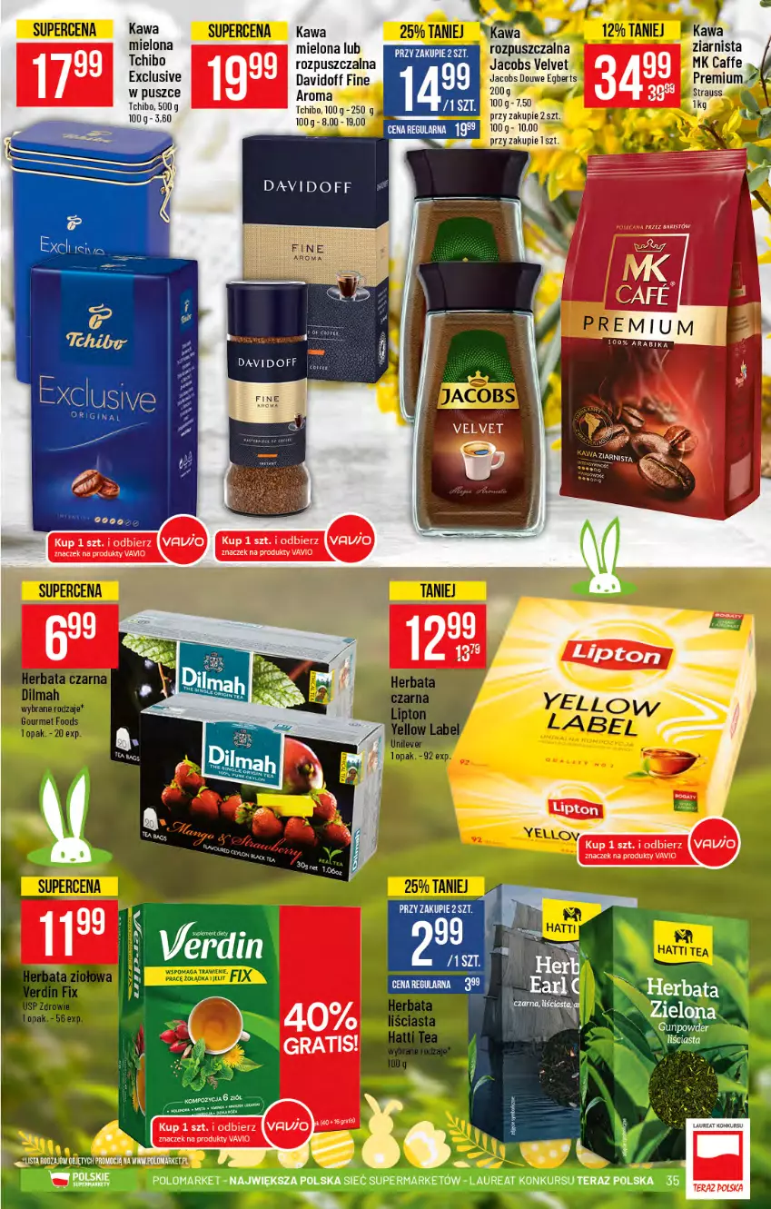 Gazetka promocyjna PoloMarket - Gazetka promocyjna  r - ważna 31.03 do 06.04.2021 - strona 35 - produkty: Davidoff, Kawa, Kawa mielona, Laur, Tchibo, Tera