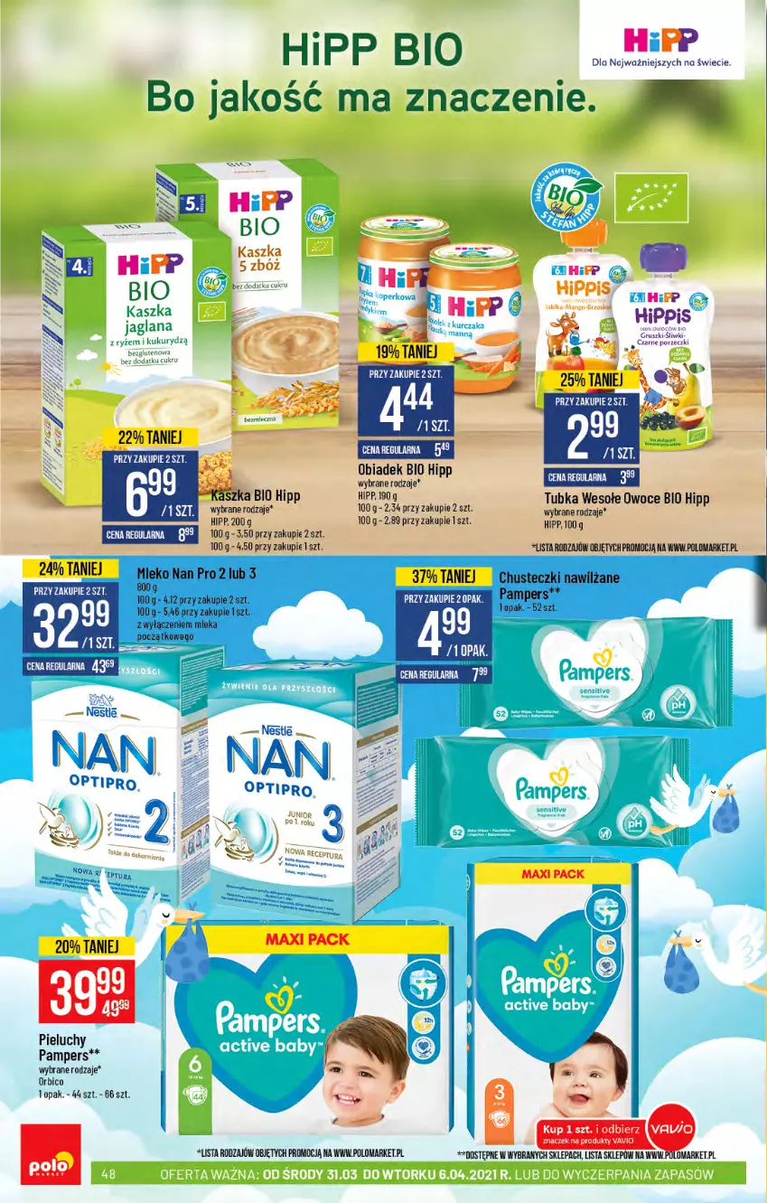 Gazetka promocyjna PoloMarket - Gazetka promocyjna  r - ważna 31.03 do 06.04.2021 - strona 48 - produkty: BIC, Chusteczki, HiPP, LANA, Mleko, Owoce, Pampers, Pieluchy, Por, Ryż