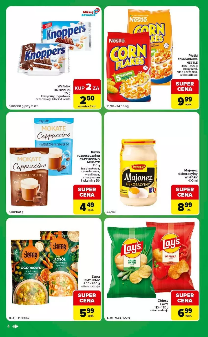 Gazetka promocyjna Carrefour - Gazetka Express w SUMIE ekspresowe zakupy - ważna 04.08 do 10.08.2026 - strona 4 - produkty: Cappuccino, Danio, Kawa, Kawa rozpuszczalna, Knoppers, Lack, Magnez, Majonez, Orzeszki, Wafelek