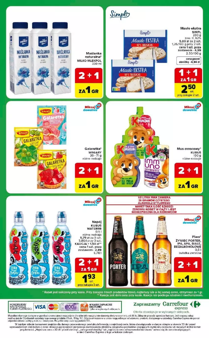 Gazetka promocyjna Carrefour - Gazetka Express w SUMIE ekspresowe zakupy - ważna 04.08 do 10.08.2026 - strona 8 - produkty: Gala, Galaretka, Gra, Kubuś, LANA, Masło, Mus, Napój, Piec, Piwa, Piwo, Por, Stek, Winiary