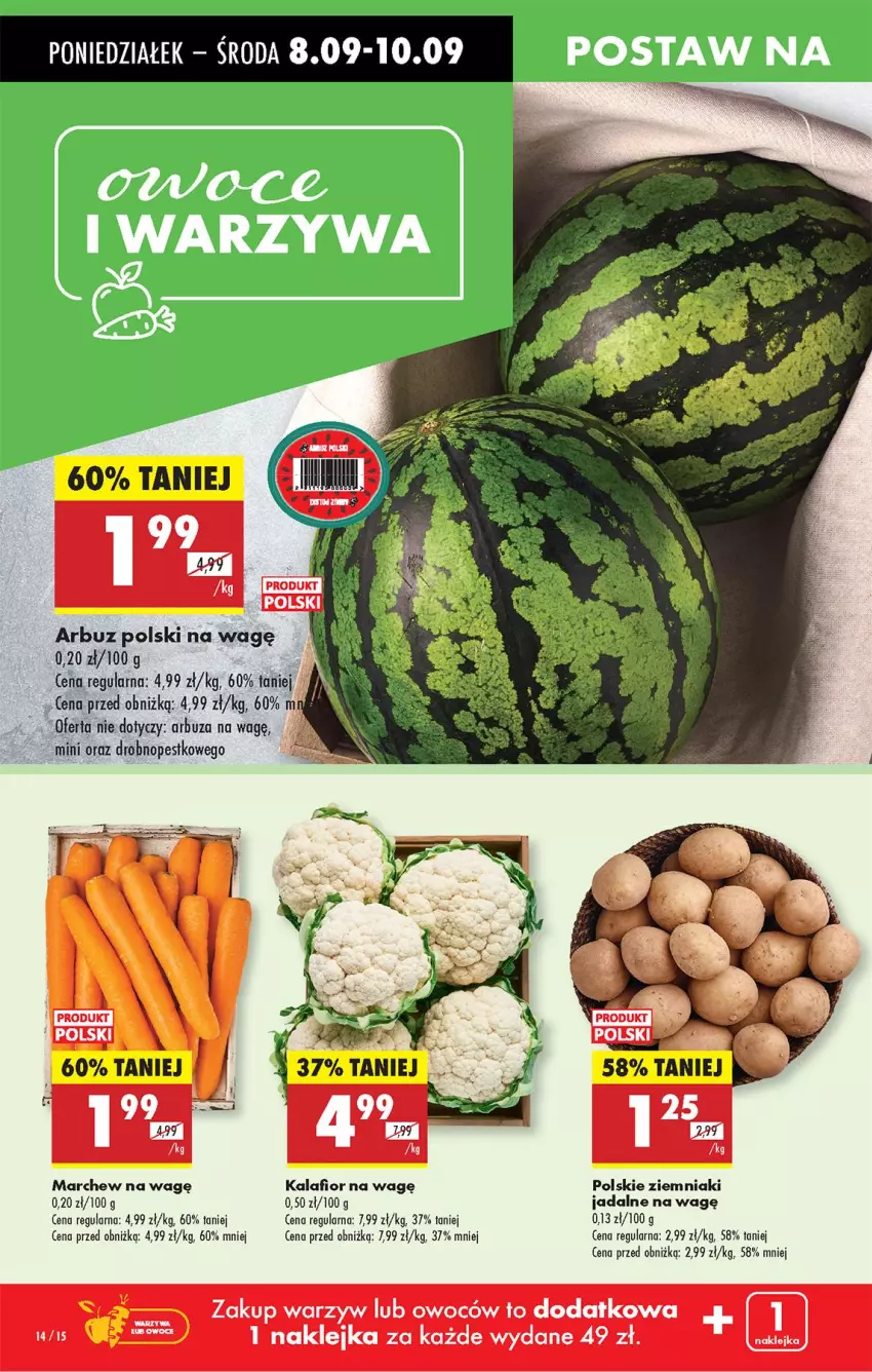 Gazetka promocyjna Biedronka - Od Poniedziałku - ważna 08.09 do 13.09.2025 - strona 16 - produkty: Arbuz, Kalafior, Klej, Ziemniaki