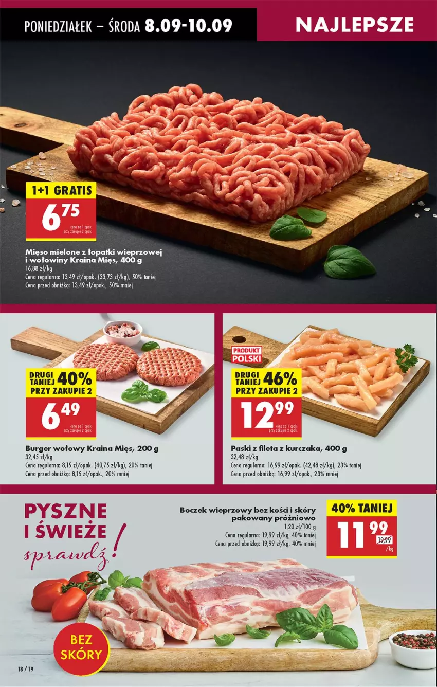 Gazetka promocyjna Biedronka - Od Poniedziałku - ważna 08.09 do 13.09.2025 - strona 22 - produkty: Boczek, Boczek wieprzowy, Burger, Fa, Kurczak