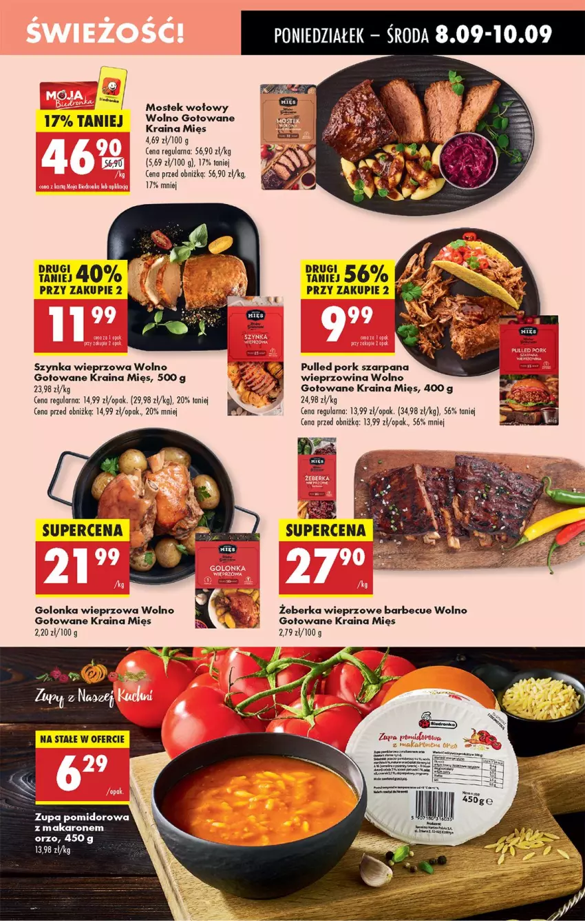 Gazetka promocyjna Biedronka - Od Poniedziałku - ważna 08.09 do 13.09.2025 - strona 25 - produkty: Golonka wieprzowa, Makaron, Por, Stek, Stek wołowy, Szynka, Szynka wieprzowa, Wieprzowina, Zupa, Zupa pomidorowa
