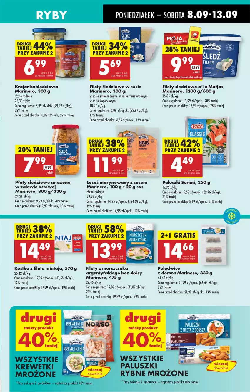 Gazetka promocyjna Biedronka - Od Poniedziałku - ważna 08.09 do 13.09.2025 - strona 27 - produkty: Dorsz, Krajanka śledziowa, Matjas, Mintaj, Mus, Sos, Surimi